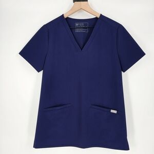 Figs Navy Blue Casma Three-Pocket Scrub Top